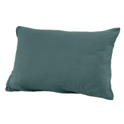 Taie D'Oreiller, Traversin|EMINZA Taie d'oreiller rectangulaire gaze de coton (50 x 80 cm) Gaïa Bleu canard