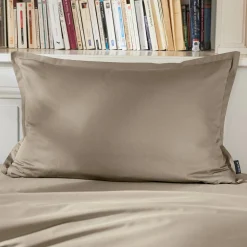 Taie D'Oreiller, Traversin|EMINZA Taie d'oreiller rectangulaire percale de coton (50 x 80 cm) Cali Taupe