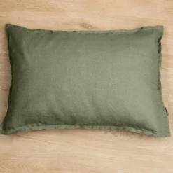 Taie D'Oreiller, Traversin|EMINZA Taie d'oreiller rectangulaire lin lavé (50 x 80 cm) Louise Vert romarin