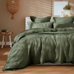 Taie D'Oreiller, Traversin|EMINZA Taie d'oreiller rectangulaire lin lavé (50 x 80 cm) Louise Vert romarin