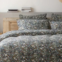 Taie D'Oreiller, Traversin|EMINZA Taie d'oreiller rectangulaire gaze de coton (50 x 70 cm) Constance Bleu nuit