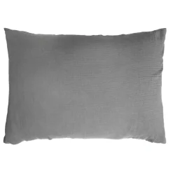 Taie D'Oreiller, Traversin|EMINZA Taie d'oreiller rectangulaire gaze de coton (50 x 70 cm) Gaïa Gris granit Gris foncé