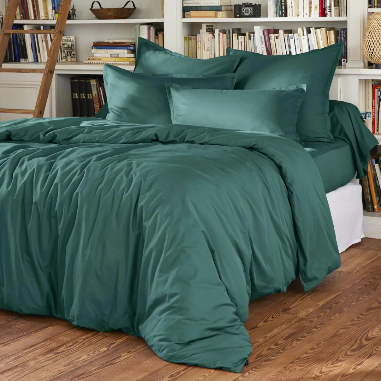 Taie D'Oreiller, Traversin|EMINZA Taie d'oreiller rectangulaire percale de coton (50 x 70 cm) Cali Bleu canard