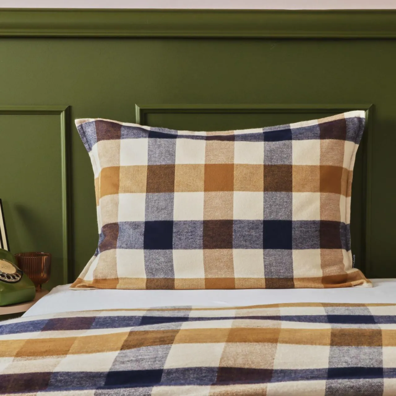 Taie D'Oreiller, Traversin|EMINZA Taie d'oreiller rectangulaire flanelle de coton (50 x 80 cm) Nina carreaux Multicolore Carreau Multicolore