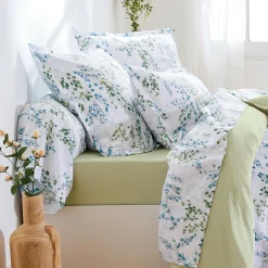 Taie D'Oreiller, Traversin|TRADILINGE Taie d'oreiller rectangulaire satin de coton (50 x 70 cm) Angèle Vert tilleul