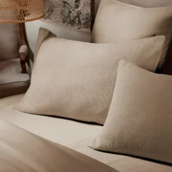 Taie D'Oreiller, Traversin|EMINZA Taie d'oreiller rectangulaire coton nid d'abeille (50 x 80 cm) Eva Ficelle