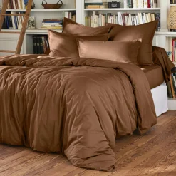 Taie D'Oreiller, Traversin|EMINZA Taie d'oreiller rectangulaire percale de coton (50 x 70 cm) Cali Marron Chocolat