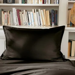 Taie D'Oreiller, Traversin|EMINZA Taie d'oreiller rectangulaire percale de coton (50 x 70 cm) Cali e Noir