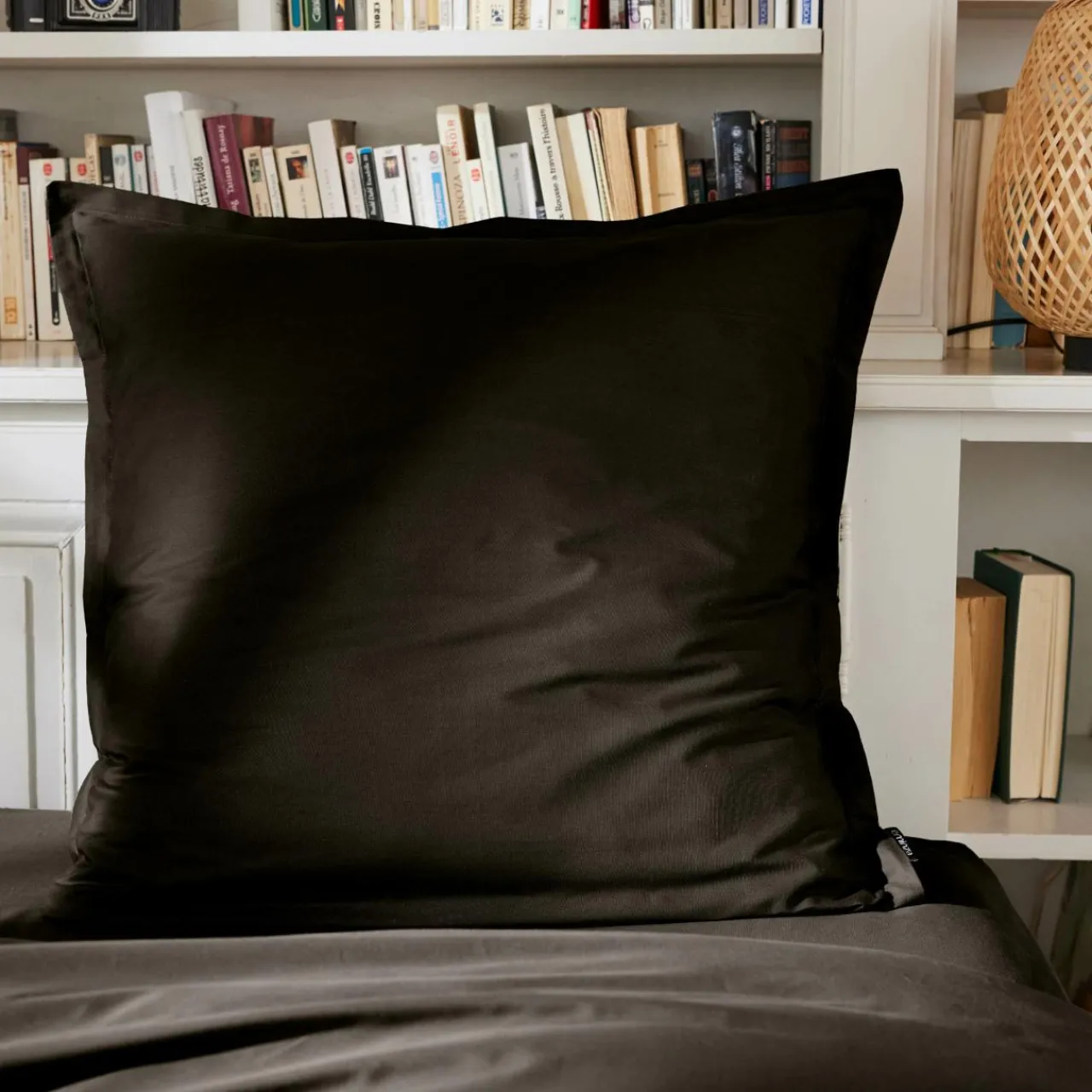 Taie D'Oreiller, Traversin|EMINZA Taie d'oreiller rectangulaire percale de coton (50 x 70 cm) Cali e Noir