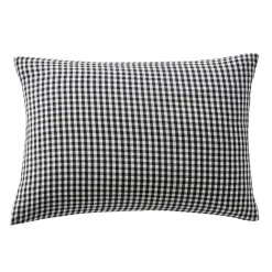 Taie D'Oreiller, Traversin|EMINZA Taie d'oreiller Rectangulaire gaze de coton (50 x 80 cm) Gaïa Vichy noir