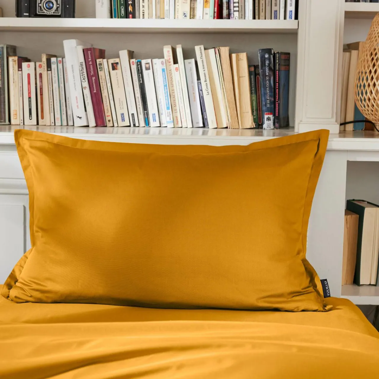 Taie D'Oreiller, Traversin|EMINZA Taie d'oreiller rectangulaire percale de coton (50 x 70 cm) Cali Jaune moutarde
