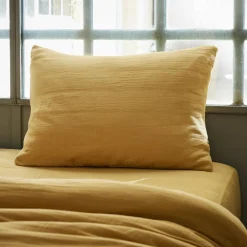 Taie D'Oreiller, Traversin|EMINZA Taie d'oreiller rectangulaire gaze de coton (50 x 70 cm) Gaïa Jaune safran