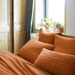 Taie D'Oreiller, Traversin|EMINZA Taie d'oreiller rectangulaire gaze de coton (50 x 70 cm) Gaïa Chic Abricot