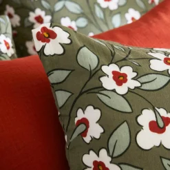 Taie D'Oreiller, Traversin|EMINZA Taie d'oreiller rectangulaire gaze de coton (50 x 70 cm) Gaïa Marguerite Vert Romarin