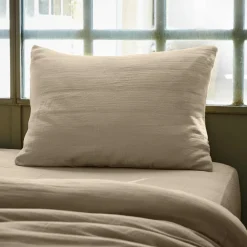 Taie D'Oreiller, Traversin|EMINZA Taie d'oreiller rectangulaire gaze de coton (50 x 70 cm) Gaïa Ficelle