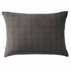 Taie D'Oreiller, Traversin|EMINZA Taie d'oreiller rectangulaire gaze de coton (50 x 70 cm) Gaïa Match Gris granit Gris foncé