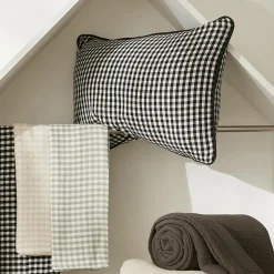 Taie D'Oreiller, Traversin|EMINZA Taie d'oreiller Rectangulaire gaze de coton (50 x 80 cm) Gaïa Vichy beige