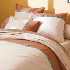 Taie D'Oreiller, Traversin|TRADILINGE Taie d'oreiller rectangulaire percale de coton (50 x 70 cm) Macassar Cognac