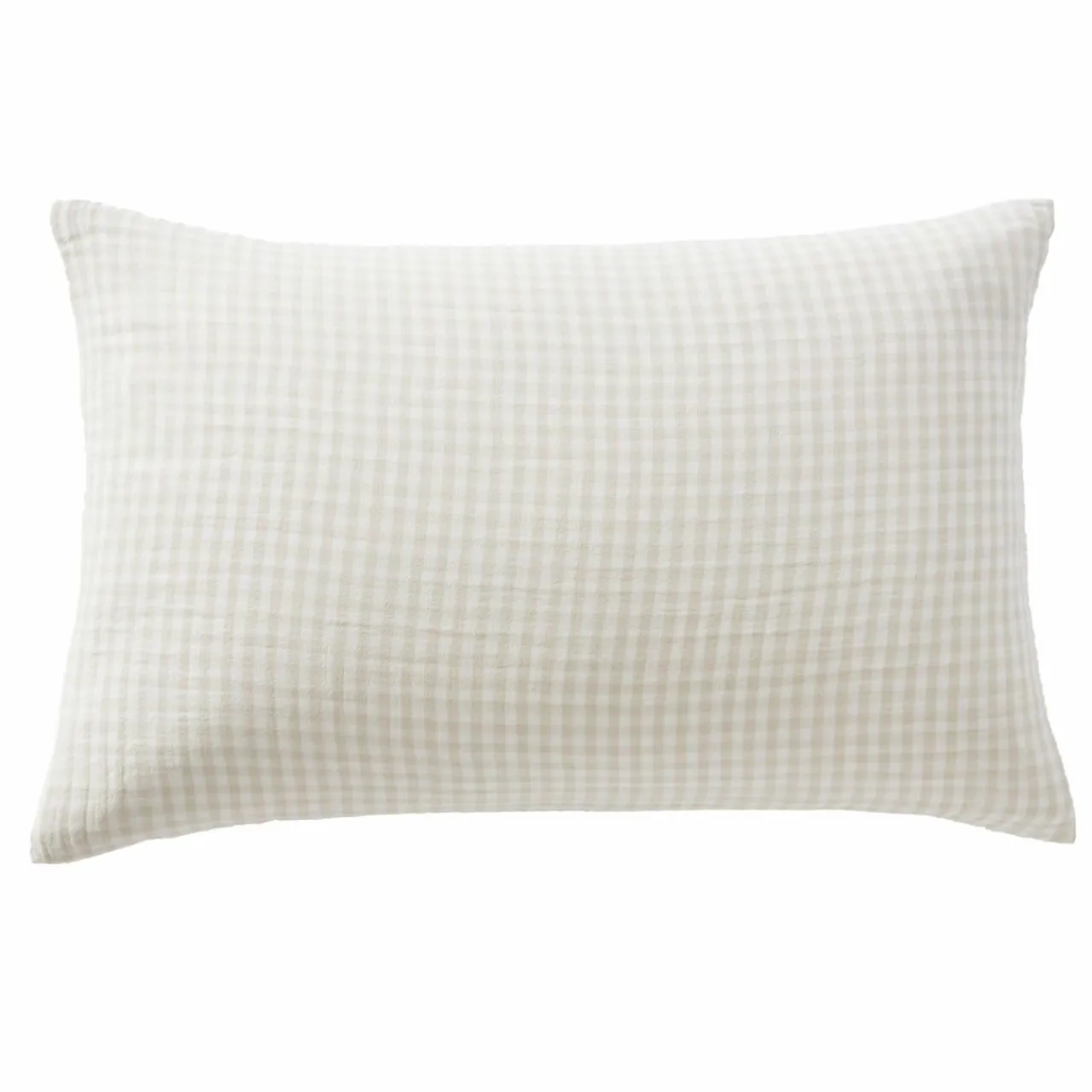 Taie D'Oreiller, Traversin|EMINZA Taie d'oreiller rectangulaire gaze de coton (50 x 70 cm) Gaïa vichy Beige