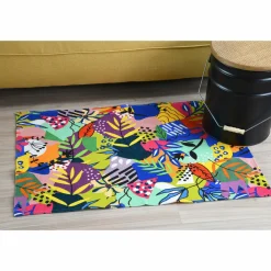 Tapis De Chambre/Salon|LOVELY CASA Tapis coton (90 cm) Popart Bleu canard