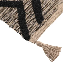 Tapis De Chambre/Salon|TENDANCE Tapis coton et jute (45 x 90 cm) Lagos Noir