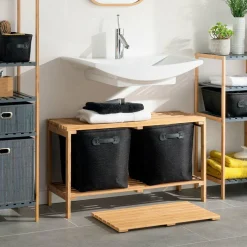 Tapis Salle De Bain/Wc|ATMOSPHERA Tapis de bain caillebotis Nadine Bambou Bois