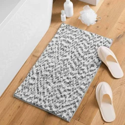 Tapis Salle De Bain/Wc|DOUCEUR D'INTERIEUR Tapis de bain microfibre (45 x 75 cm) Friza Gris Anthracite