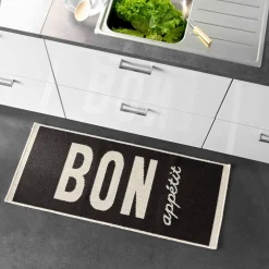 Tapis De Cuisine|Tapis Multi-Usage|DOUCEUR D'INTERIEUR Tapis de cuisine (50 x 120 cm) Appetito Noir