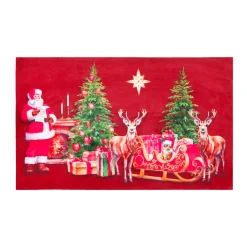Plaid, Coussin Et Tapis De Noël|STOF Tapis de Noël antidérapant (45 x 75 cm) Réveillon de Noël Rouge