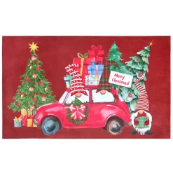 Plaid, Coussin Et Tapis De Noël|STOF Tapis de Noël antidérapant (45 x 75 cm) Voiture des lutins Rouge