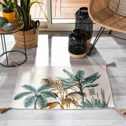 Tapis De Chambre/Salon|DOUCEUR D'INTERIEUR Tapis de salon coton (60 x 90 cm) Balinesia Vert