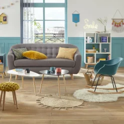 Tapis De Chambre/Salon|ATMOSPHERA Tapis de salon jute rond (80 cm) Lurex Cosy Beige