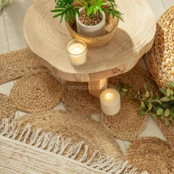 Tapis De Chambre/Salon|ATMOSPHERA Tapis de salon jute rond (120 cm) Vent naturel Beige