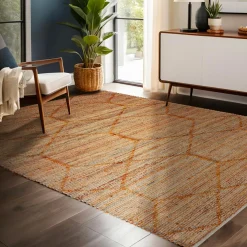 Tapis De Chambre/Salon|EMINZA Tapis de salon rectangulaire jute et coton tissé main (160 x 230 cm) Jaya Marron