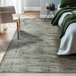 Tapis De Chambre/Salon|EMINZA Tapis de salon rectangulaire jacquard (160 x 230 cm) Zahra Noir