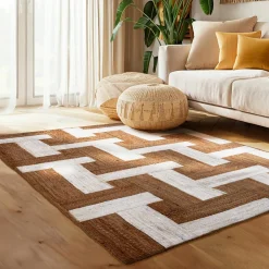 Tapis De Chambre/Salon|EMINZA Tapis de salon rectangulaire jute tissée main (160 x 230 cm) Anjali Marron