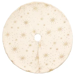 Cache Pied Sapin|JJA Tapis de sapin (D90 cm) Étoiles Célestes et doré Ivoire