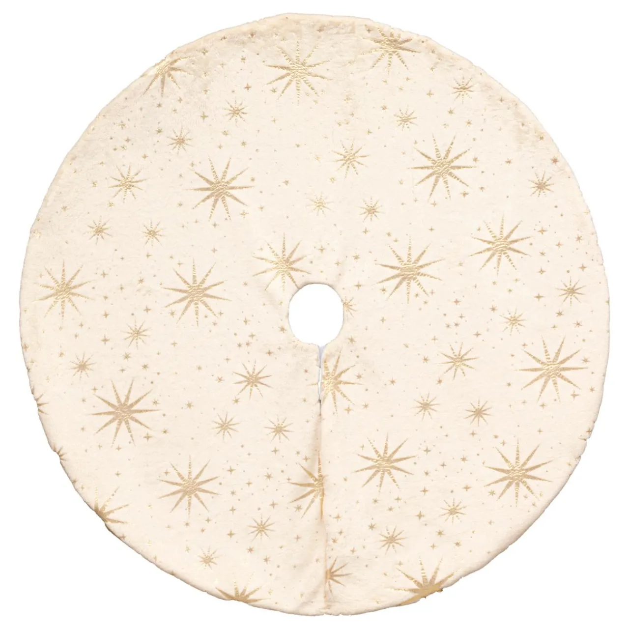 Cache Pied Sapin|JJA Tapis de sapin (D90 cm) Étoiles Célestes et doré Ivoire