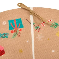 Cache Pied Sapin|JJA Tapis de sapin en jute (D90 cm) Lutin et Père Noël Multicolore Naturel