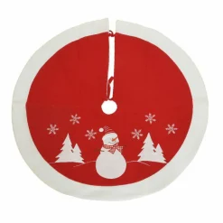 Cache Pied Sapin|KAEMINGK Tapis de sapin rond (D89 cm) Bonhomme de neige Rouge