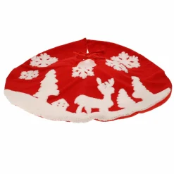 Cache Pied Sapin|KOOPMAN Tapis de sapin rond (D85 cm) Forêt de Noël Rouge