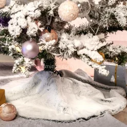 Cache Pied Sapin|Feeric Lights & Christmas Tapis de sapin rond (D90 cm) Fourrure d'hiver Gris