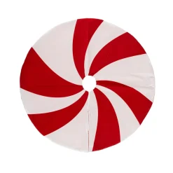 Cache Pied Sapin|FEERIC LIGHTS Tapis de sapin rond (D90 cm) Bonbon et blanc Rouge