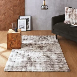 Tapis De Chambre/Salon|EMINZA Tapis fausse fourrure (120 x 170 cm) Toronto Taupe