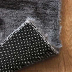 Tapis De Chambre/Salon|EMINZA Tapis rectangulaire fausse fourrure (140 x 200 cm) Finn Gris Anthracite