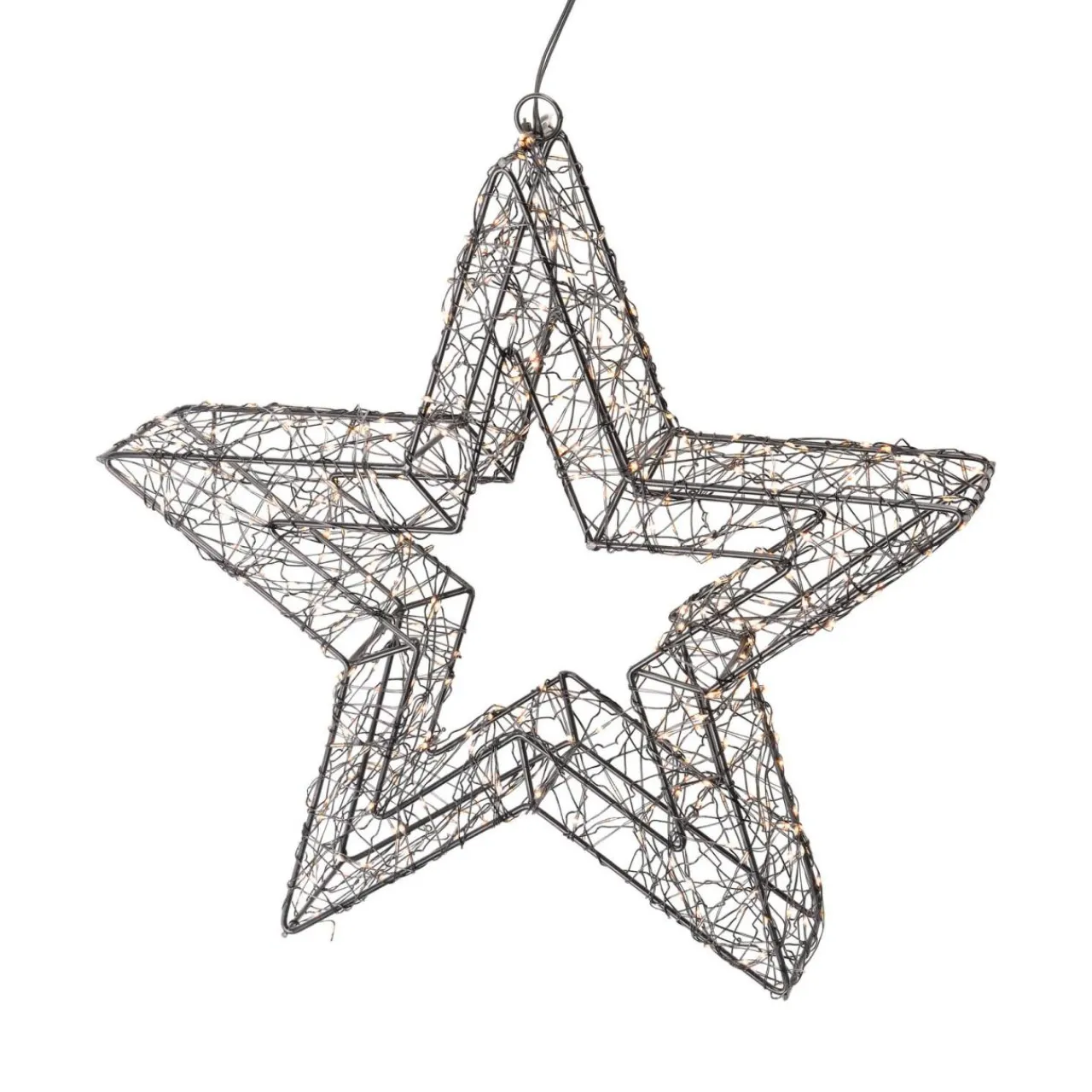 Déco Et Objet Lumineux|KOOPMAN Étoile lumineuse à suspendre 500 Micro LED (D38 cm) Star Light et blanc chaud Noir