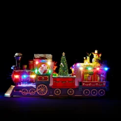 Déco Et Objet De Noël|Train Décoratif Et Électrique|JJA Train de Noël animé et musical (H38 cm) Père Noël et ses lutins Multicolore