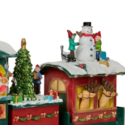 Déco Et Objet De Noël|Train Décoratif Et Électrique|JJA Train de Noël animé et musical (H38 cm) Père Noël et ses lutins Multicolore