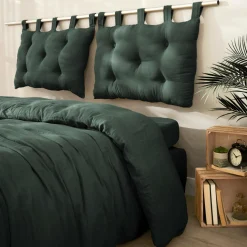 Tête-De-Lit|EMINZA Tête de lit coussin gaze de coton (80 x 50 cm) Gaïa Vert sapin