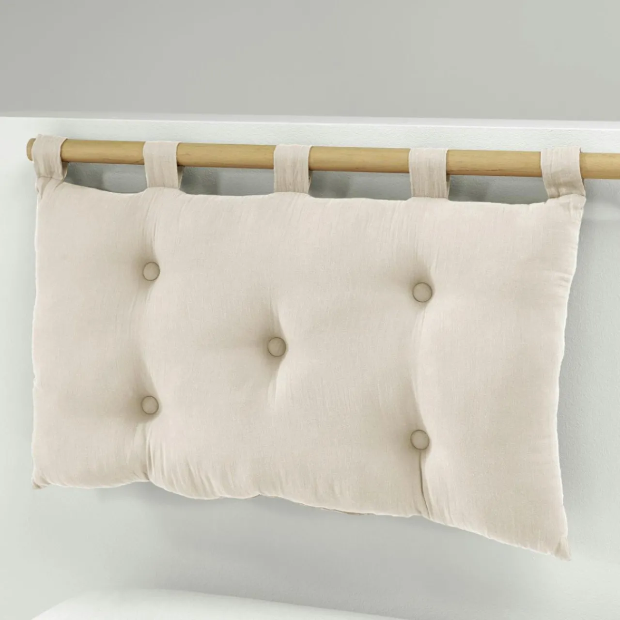 Tête-De-Lit|EMINZA Tête de lit coussin gaze de coton (80 x 50 cm) Gaïa pampa Beige
